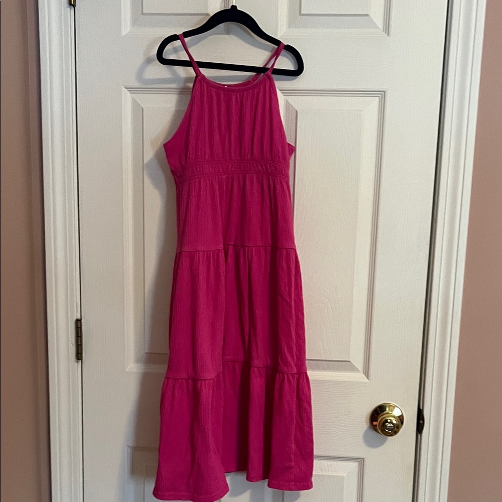 Old Navy Bright Pink Tiered Kids Dress